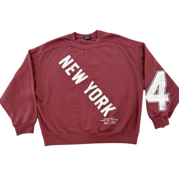 Vinyl Icons Sweaters - Vinyl‎ Icons New York Graphic Sweatshirt Maroon Small (Preloved)
